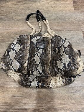Kenneth Cole Reaction Python-Print Tote in Beige and Brown